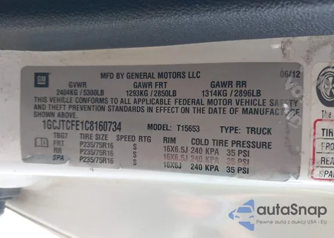 2012 Chevrolet Colorado 1Lt z USA, uszkodzony, nr VIN 1GCJTCFE1C8160734